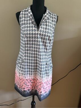 EP Pro Gray and Pink Houndstooth Golf Polo